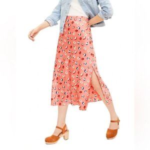 NWT LOFT Daisy Bias Midi Skirt, Color: Coral Islands